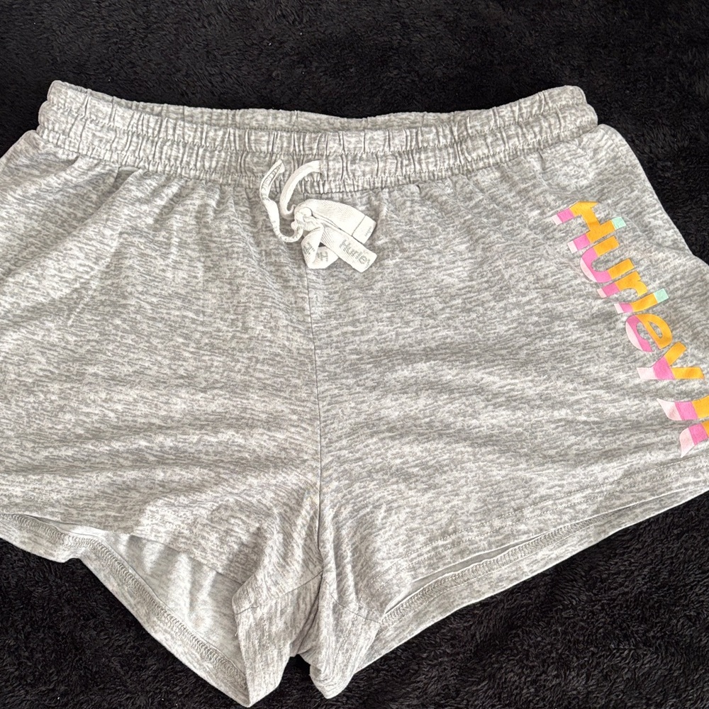 Hurley Women's Athletic Gray Shorts with Colorful Logo